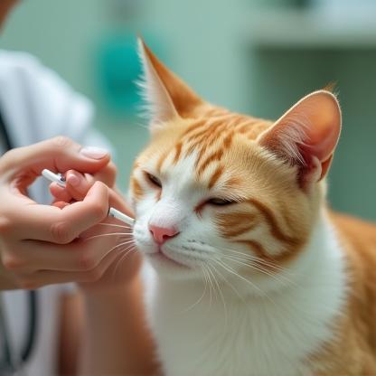 Vet giving vaccination to a cat