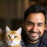James Patel with his cats Oliver & Mia
